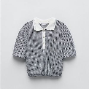 Zara jacquard polo knit top size M